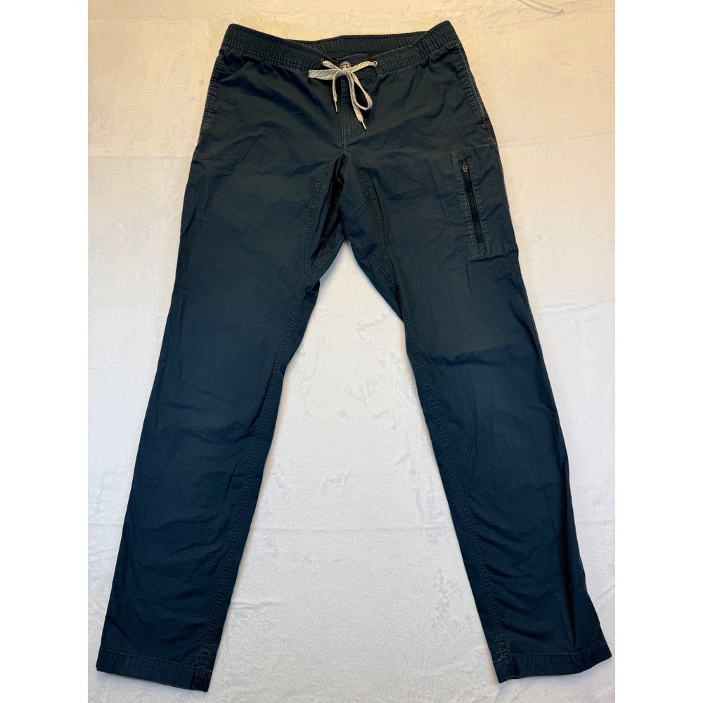 Vuori Ripstop Pant Mens Charcoal Grey Elastic Waist Zip Cargo Pocket 32x31